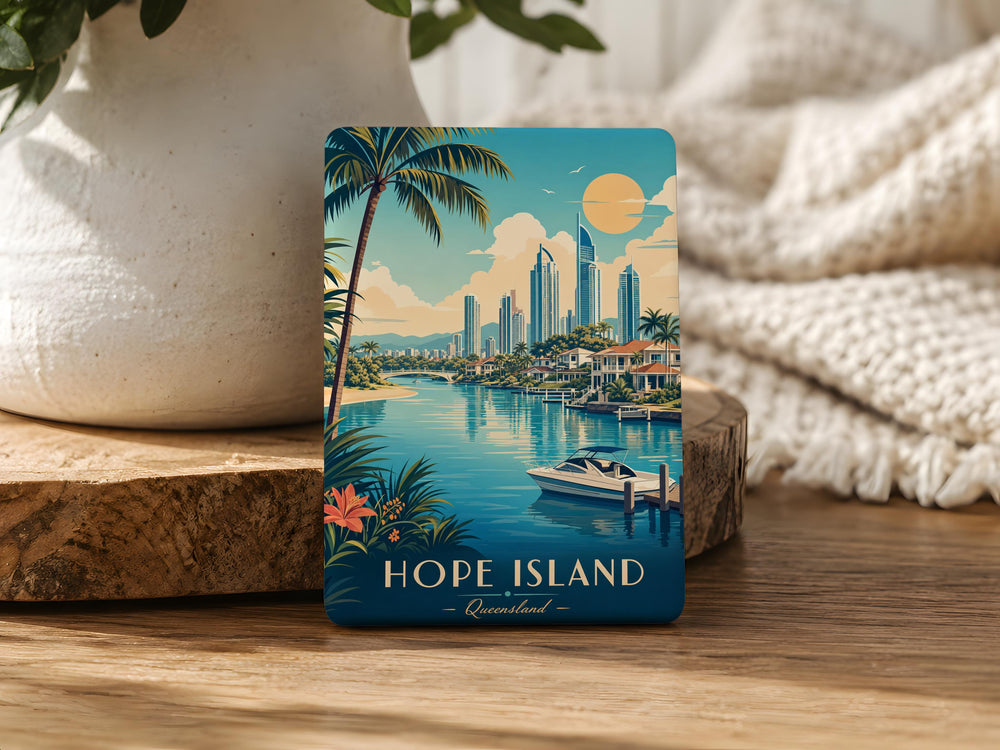 Hope Island Fridge Magnet, Hope Island Souvenir Magnet, Coastal Island Travel Keepsake, Island Landmark Refrigerator Magnet