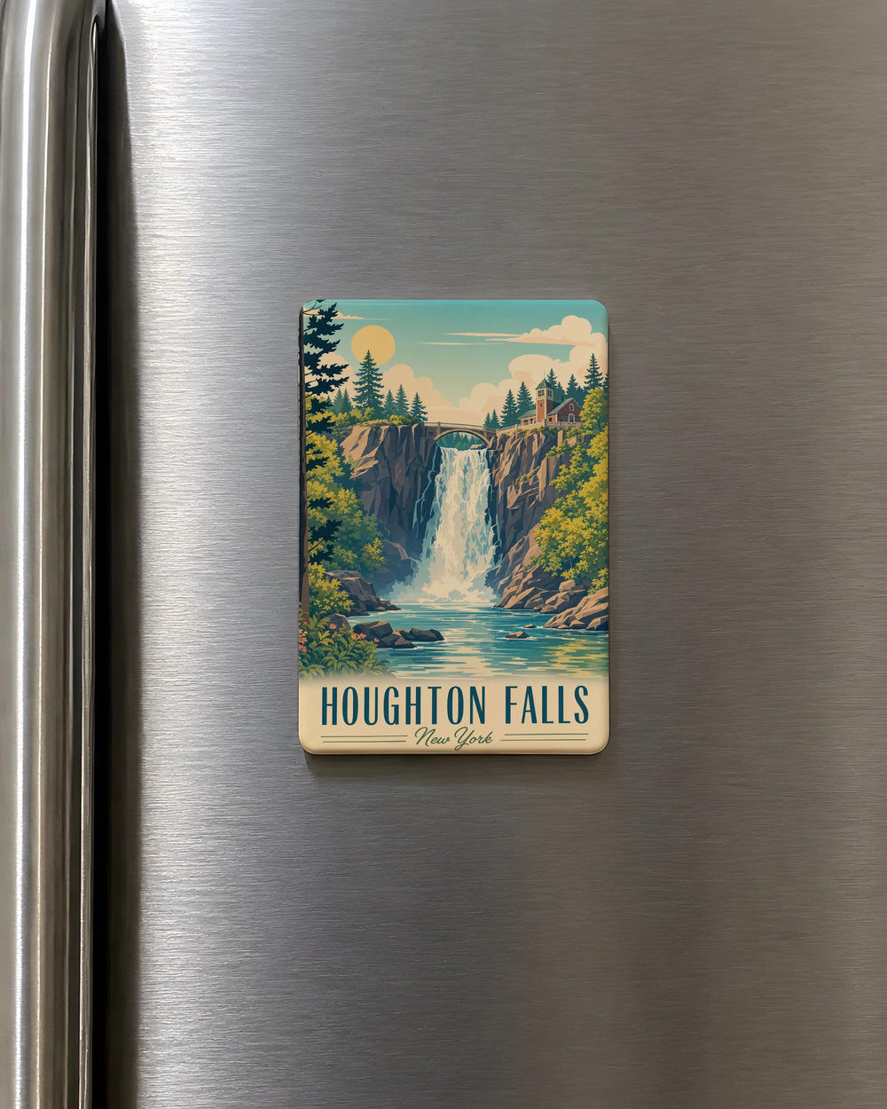Houghton Falls Fridge Magnet, Houghton Falls Wisconsin Waterfall Souvenir Magnet, Lake Superior North Shore Travel Gift