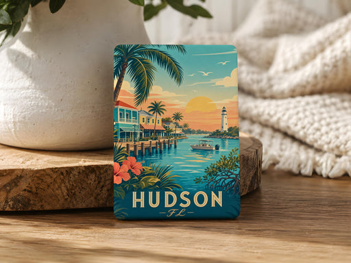 Hudson Florida Fridge Magnet, Hudson FL Souvenir Magnet, Gulf Coast Travel Keepsake, Florida Vacation Gift Magnet