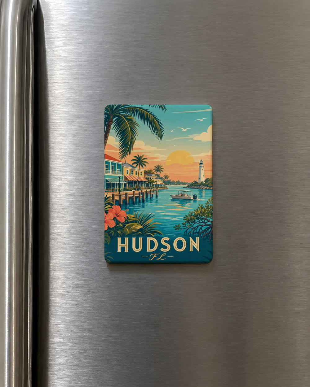 Hudson Florida Fridge Magnet, Hudson FL Souvenir Magnet, Gulf Coast Travel Keepsake, Florida Vacation Gift Magnet