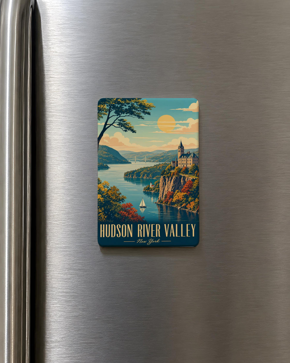 Hudson River Valley Fridge Magnet, Hudson Valley New York Scenic Souvenir Magnet, River Valley Landmark Travel Keepsake Magnet