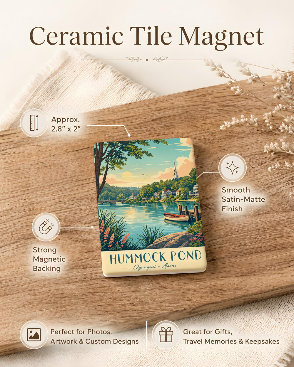 Hummock Pond Fridge Magnet, Hummock Pond Lake Souvenir Magnet, Pond Landscape Refrigerator Magnet, Nature Travel Keepsake