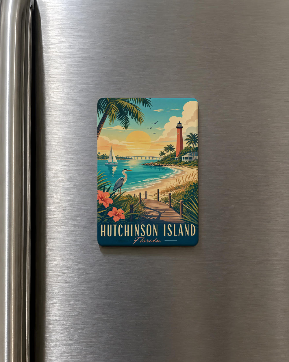 Hutchinson Island Fridge Magnet, Hutchinson Island Florida Souvenir Magnet, Coastal Beach Island Travel Keepsake Magnet