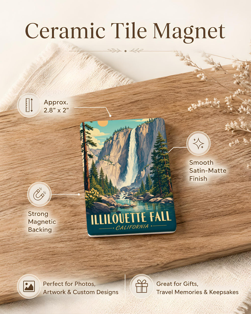 Illinois Fall Fridge Magnet, Illilouette Autumn Scene Souvenir Magnet, Illinois State Travel Keepsake Magnet, Fall Leaves Magnet
