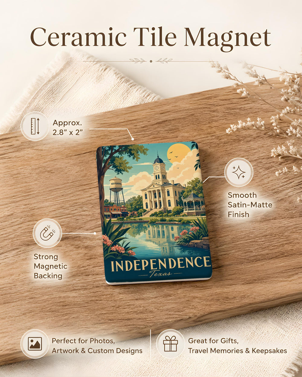 Independence Texas Fridge Magnet, Independence TX Souvenir Magnet, Texas Travel Gift, Lone Star State Keepsake Magnet