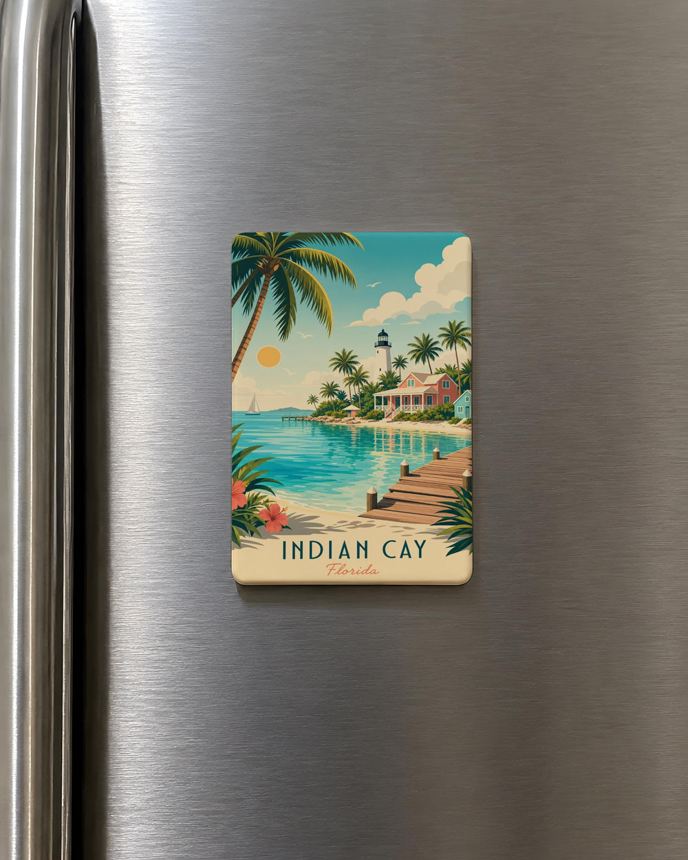 Indian Cay Fridge Magnet, Florida Keys Island Souvenir Magnet, Tropical Beach Travel Keepsake, Coastal Ocean Vacation Gift