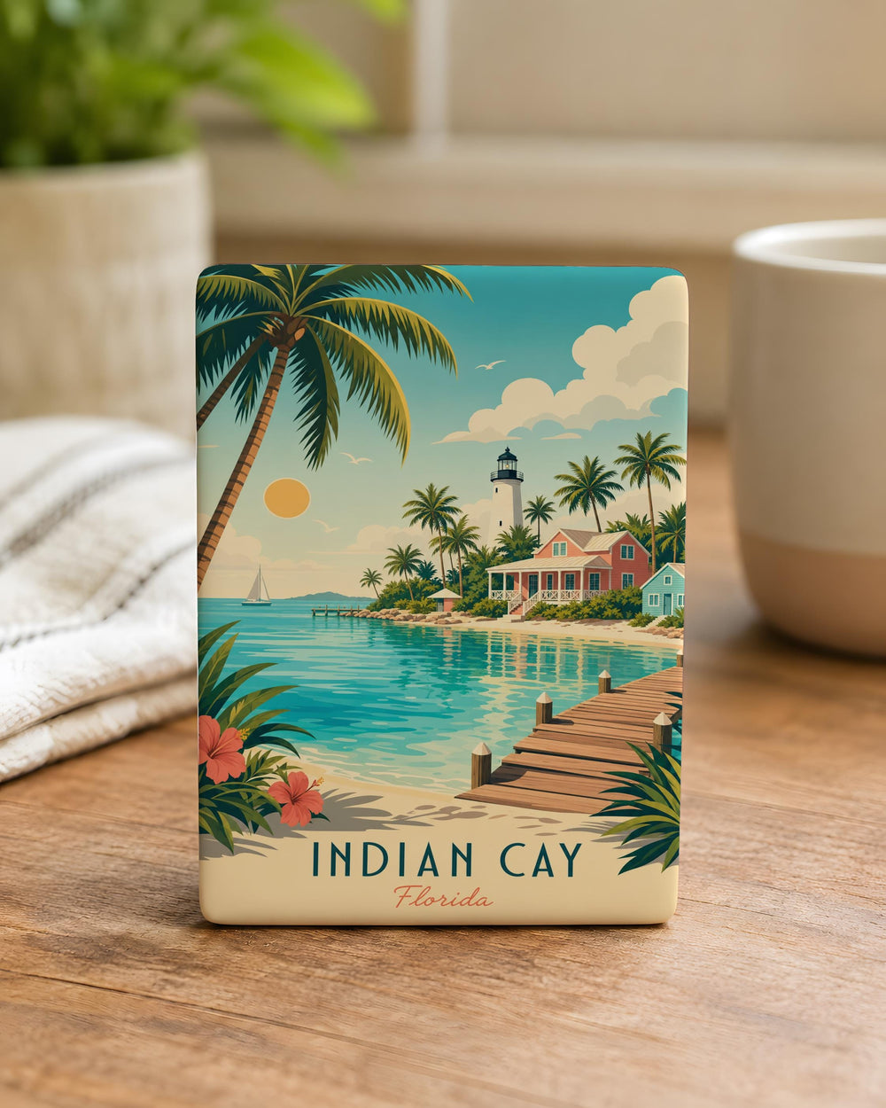 Indian Cay Fridge Magnet, Florida Keys Island Souvenir Magnet, Tropical Beach Travel Keepsake, Coastal Ocean Vacation Gift