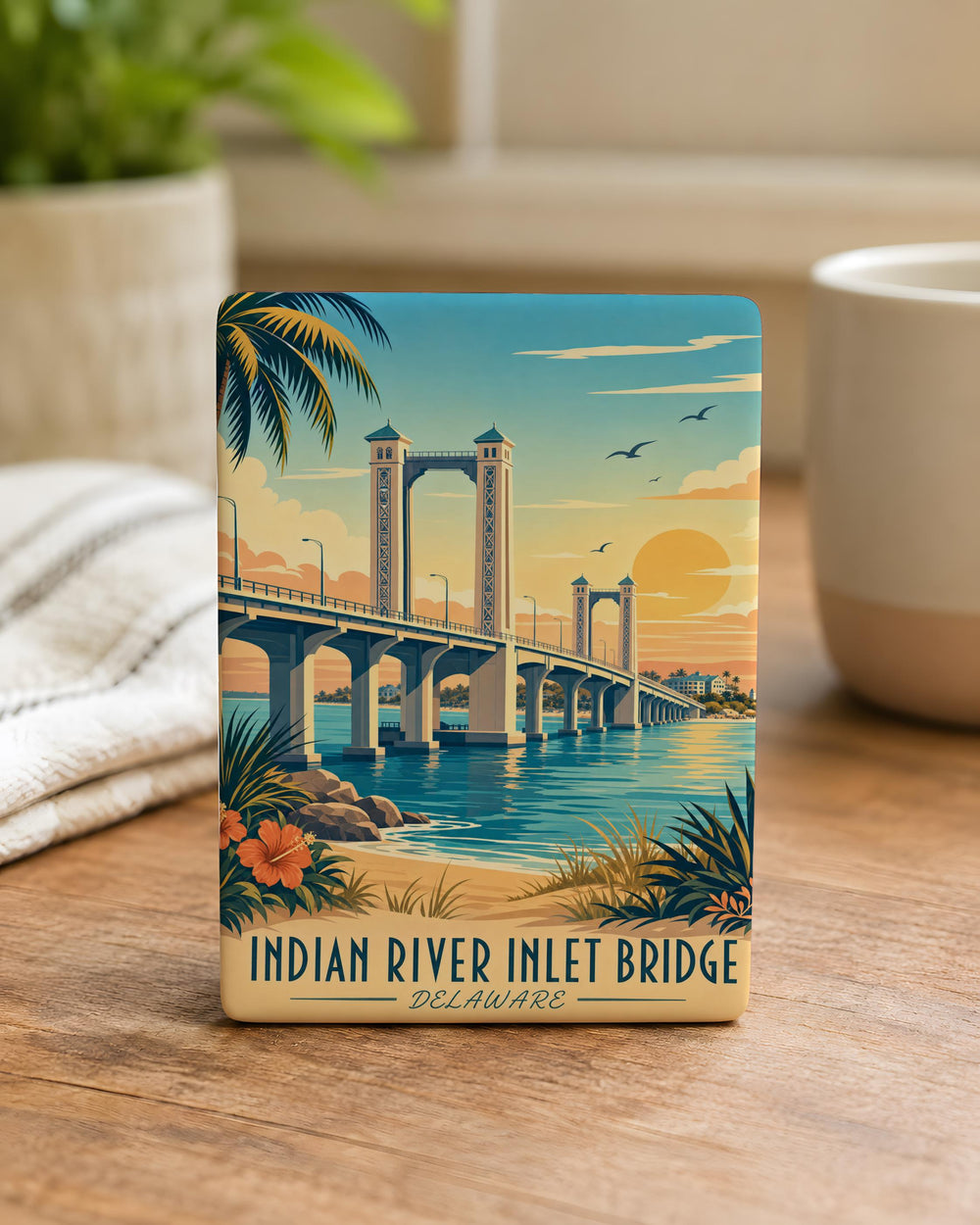 Indian River Inlet Bridge Fridge Magnet, Delaware Coastal Landmark Souvenir Magnet, Beach Town Travel Keepsake Magnet