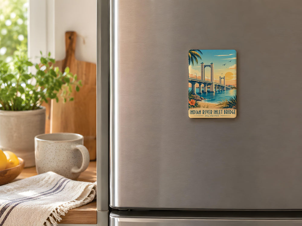 Indian River Inlet Bridge Fridge Magnet, Delaware Coastal Landmark Souvenir Magnet, Beach Town Travel Keepsake Magnet