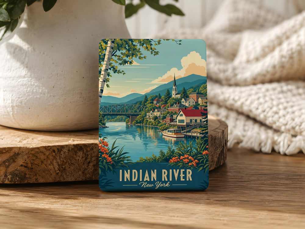 Indian River NY Fridge Magnet, Indian River New York Souvenir Magnet, Adirondacks Travel Gift, Lake & River Keepsake Magnet