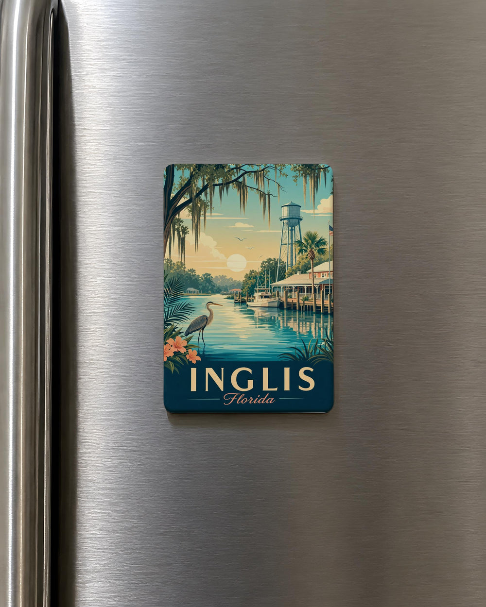 Inglis Florida Fridge Magnet, Inglis FL Souvenir Magnet, Florida Travel Keepsake, Citrus County Gift, Coastal Town Magnet