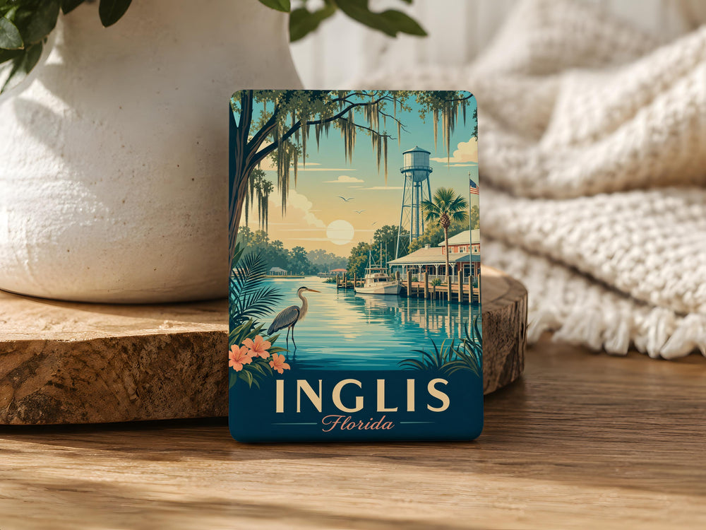Inglis Florida Fridge Magnet, Inglis FL Souvenir Magnet, Florida Travel Keepsake, Citrus County Gift, Coastal Town Magnet