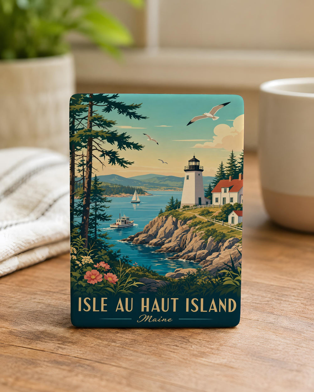 Isle au Haut Island Fridge Magnet, Maine Island Souvenir Magnet, Isle au Haut National Park Gift, Coastal Maine Magnet