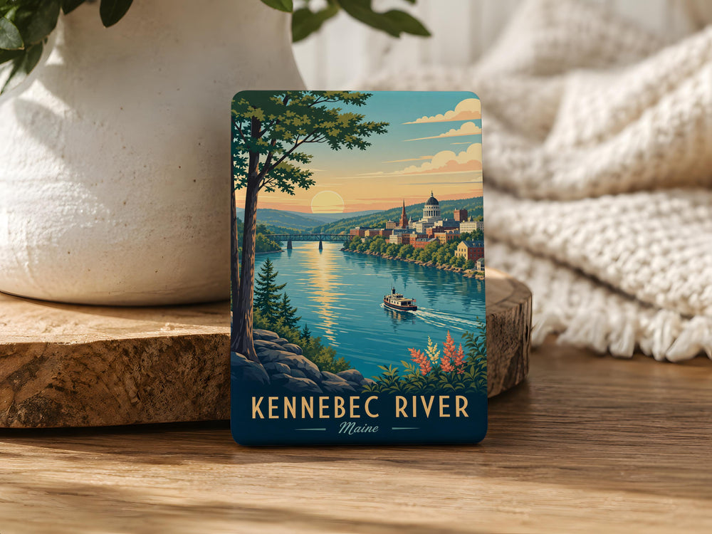 Kennebec River Fridge Magnet, Maine River Souvenir Magnet, Kennebec River Landmark Keepsake Magnet