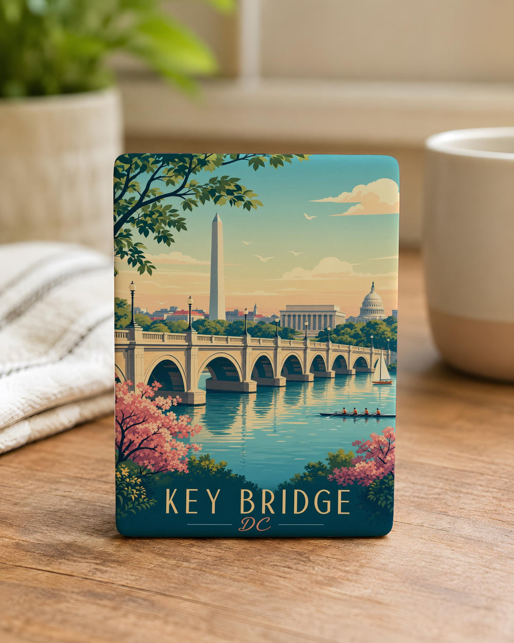 Key Bridge Washington DC Fridge Magnet, Potomac River Bridge Souvenir Magnet, DC Landmark Travel Gift