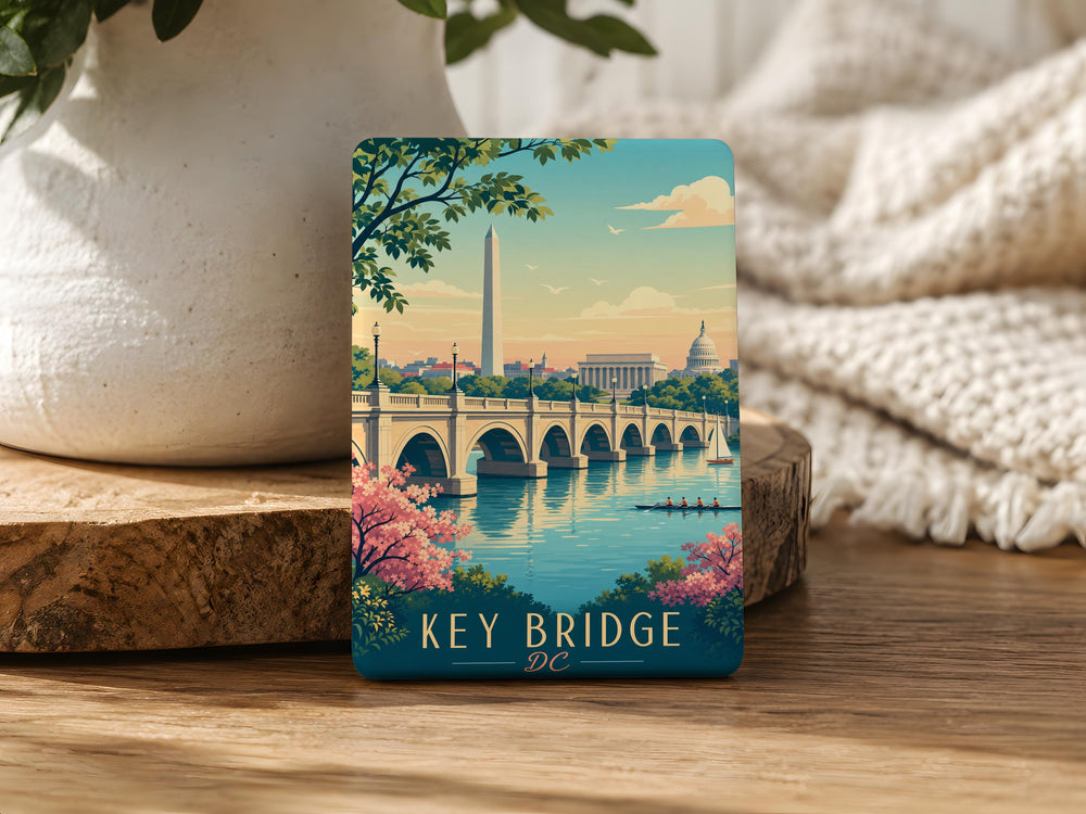 Key Bridge Washington DC Fridge Magnet, Potomac River Bridge Souvenir Magnet, DC Landmark Travel Gift