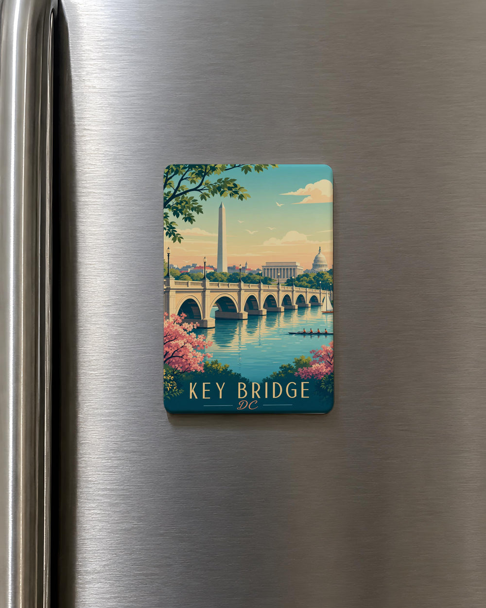 Key Bridge Washington DC Fridge Magnet, Potomac River Bridge Souvenir Magnet, DC Landmark Travel Gift