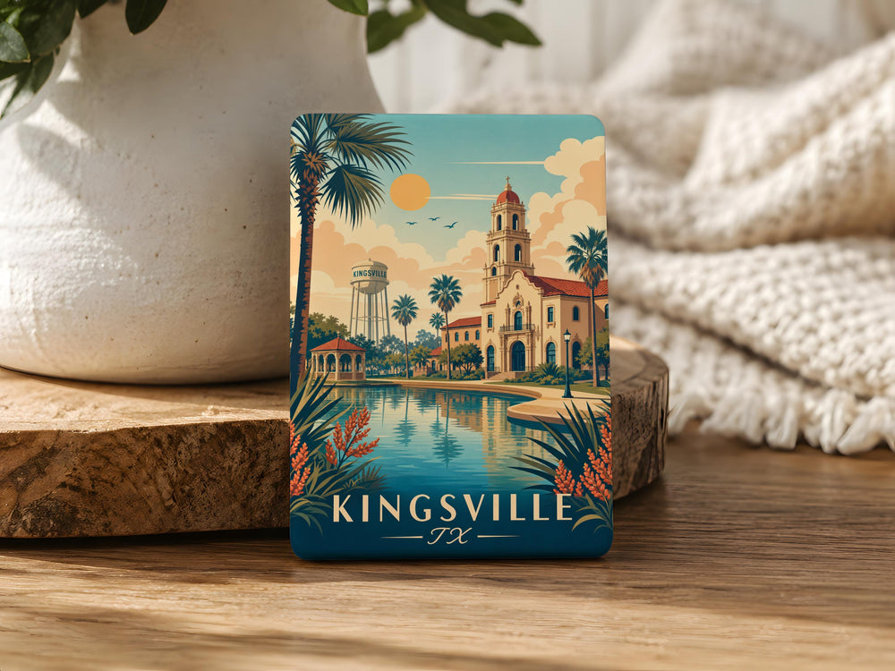 Kingsville TX Fridge Magnet, Kingsville Texas Souvenir Magnet, South Texas Travel Gift, City Landmark Keepsake Magnet