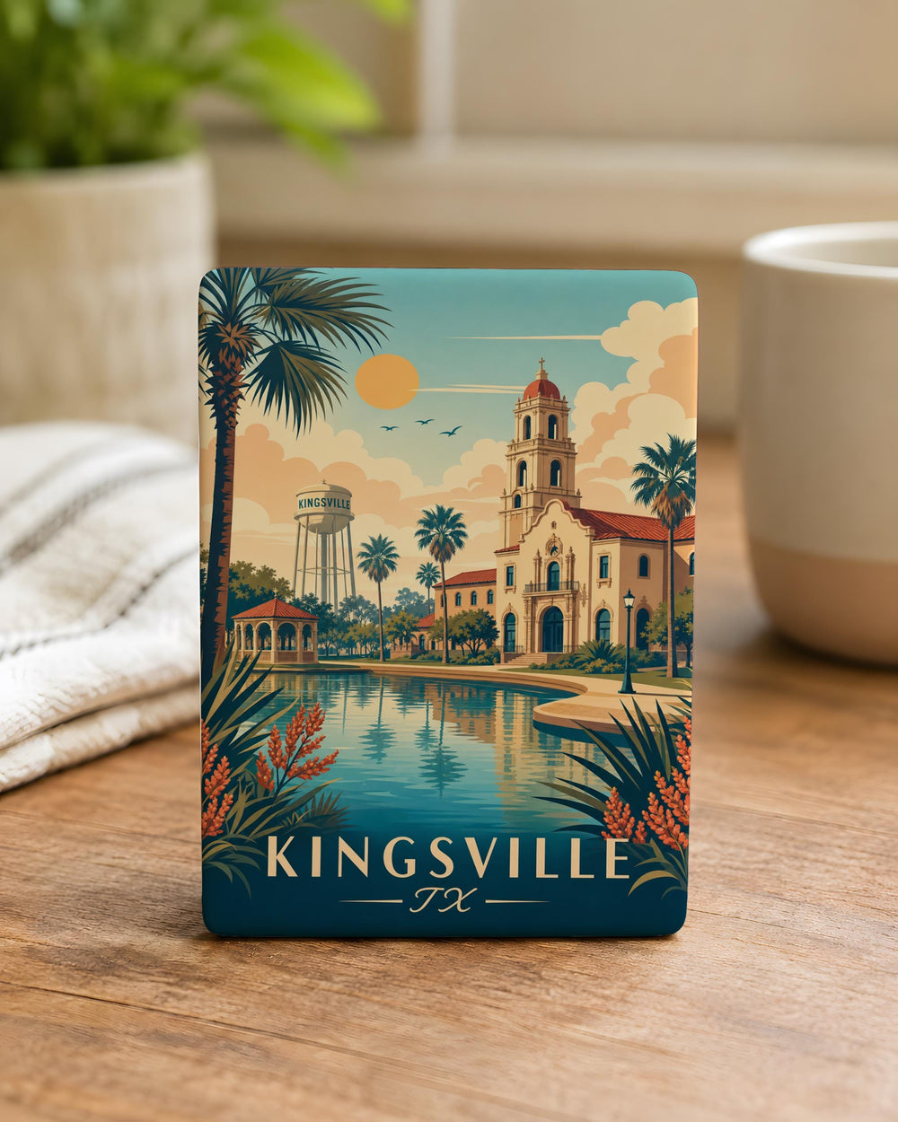 Kingsville TX Fridge Magnet, Kingsville Texas Souvenir Magnet, South Texas Travel Gift, City Landmark Keepsake Magnet