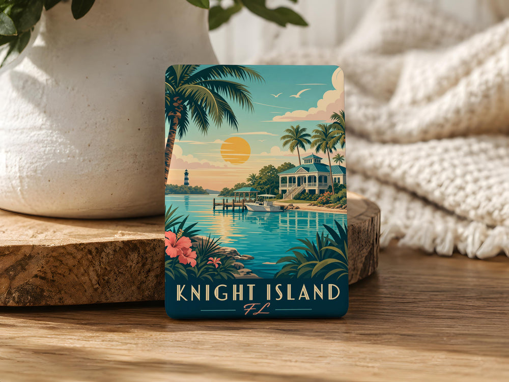 Knight Island Florida Fridge Magnet, Coastal Island Souvenir Magnet, Vacation Travel Keepsake, Beach Destination Gift