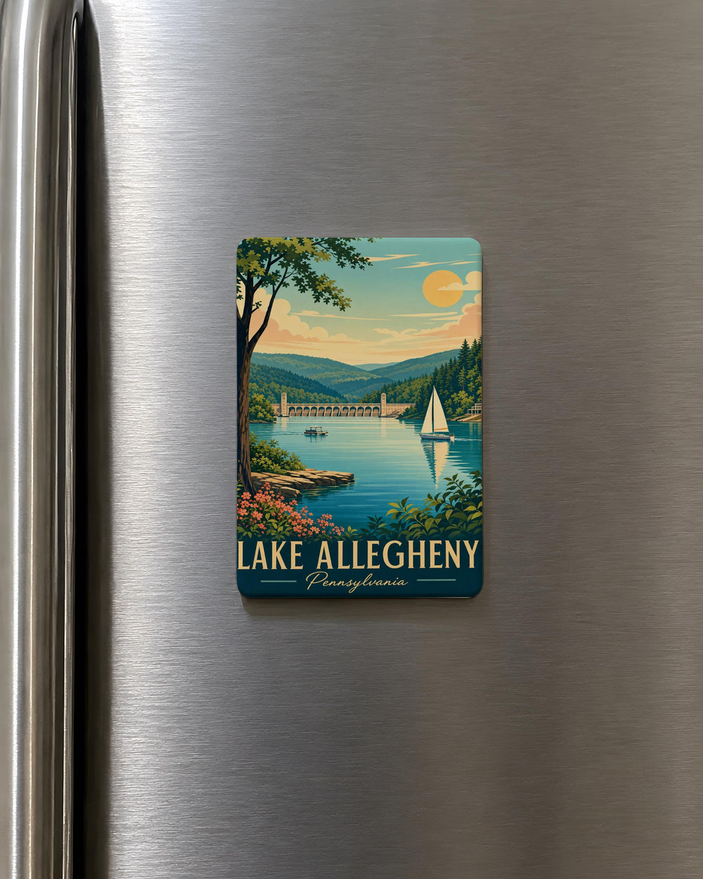 Lake Allegheny Fridge Magnet, Allegheny Mountains Souvenir Magnet, Pennsylvania Lake Travel Keepsake, Outdoor Nature Gift