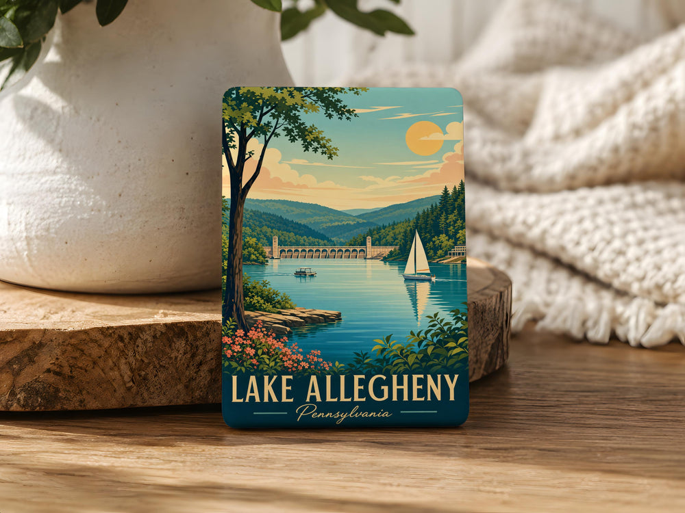 Lake Allegheny Fridge Magnet, Allegheny Mountains Souvenir Magnet, Pennsylvania Lake Travel Keepsake, Outdoor Nature Gift