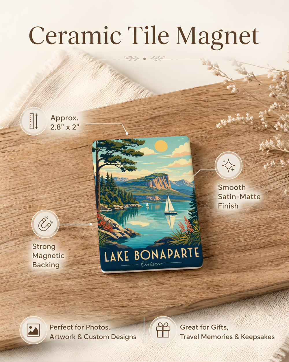 Lake Bonaparte Fridge Magnet, Lake Bonaparte New York Souvenir Magnet, Adirondacks Lake Travel Keepsake Magnet