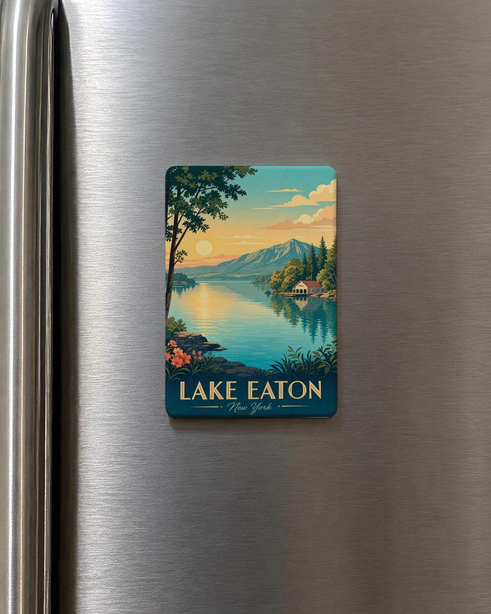 Lake Eaton Fridge Magnet, Adirondack Mountains New York Souvenir, Lake and Forest Scenic Travel Keepsake Magnet