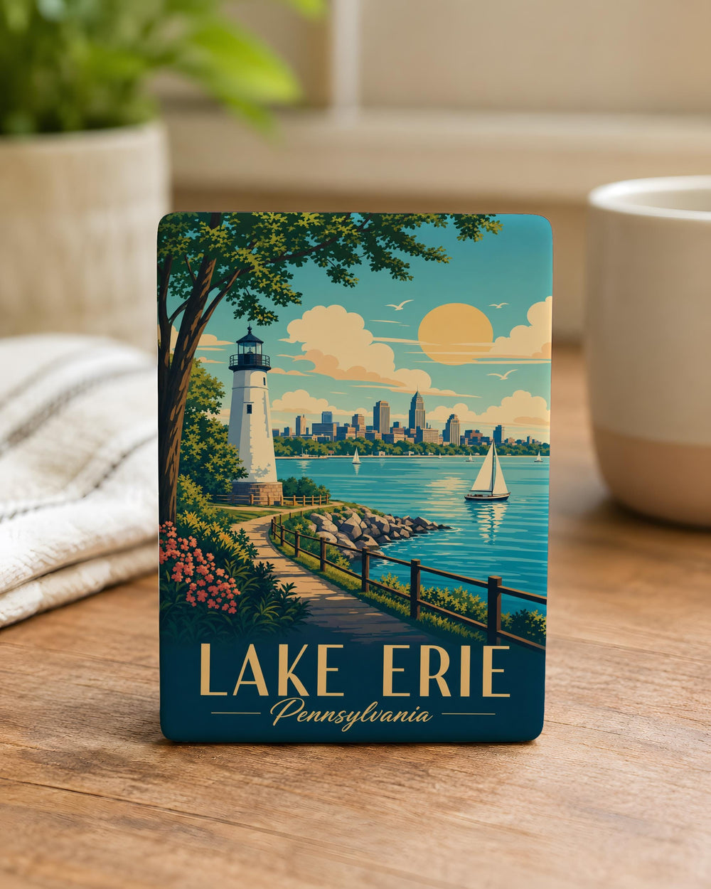 Lake Erie Pennsylvania State Fridge Magnet, Lake Erie PA Souvenir Magnet, Pennsylvania Travel Gift, Erie PA Keepsake Magnet