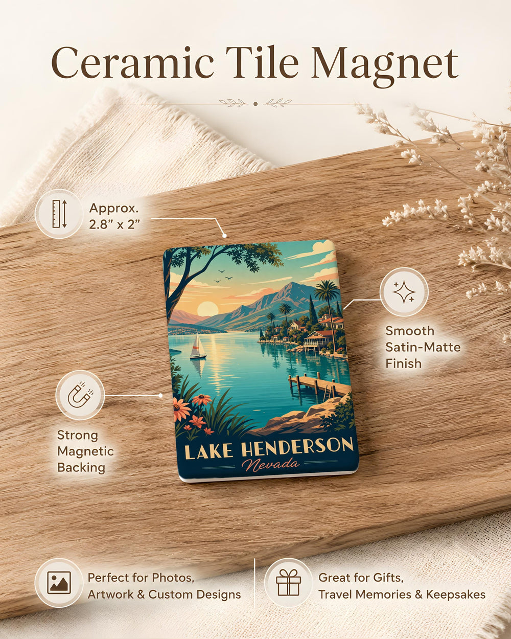 Lake Henderson Fridge Magnet, Lake Henderson Souvenir Magnet, Henderson Lake Landmark Travel Keepsake, Lakefront Gift