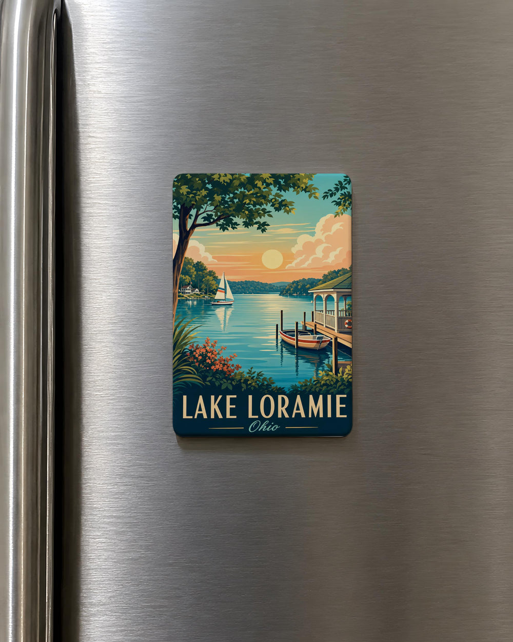 Lake Loramie Fridge Magnet, Lake Loramie State Park Souvenir Magnet, Ohio Lake Gift, Outdoors Travel Keepsake Magnet
