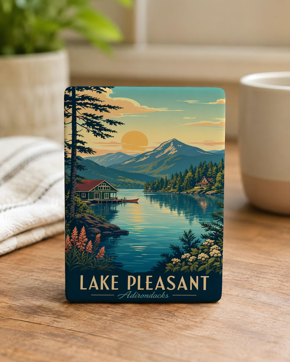 Lake Pleasant Adirondacks Fridge Magnet, New York Mountain Lake Souvenir, Adirondack Park Travel Keepsake Magnet
