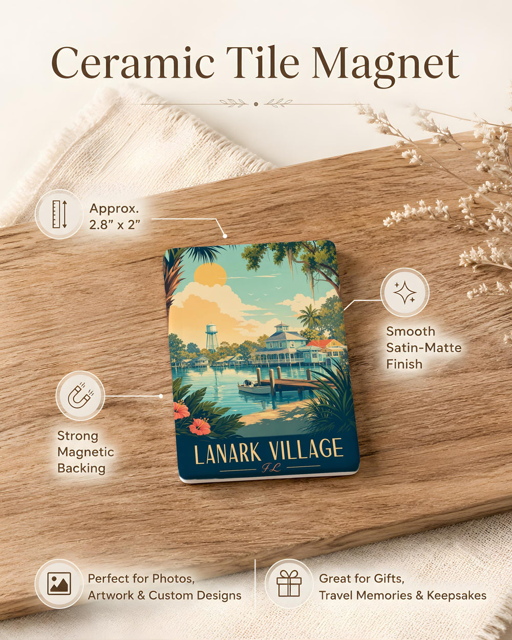 Lanark Village FL Fridge Magnet, Lanark Village Florida Souvenir Magnet, Coastal Gulf Town Travel Keepsake Gift