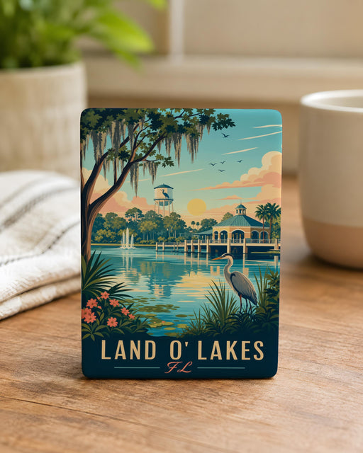Land O Lakes Florida Fridge Magnet, Land O Lakes FL Souvenir Magnet, Florida Travel Gift, City Landmark Keepsake Magnet