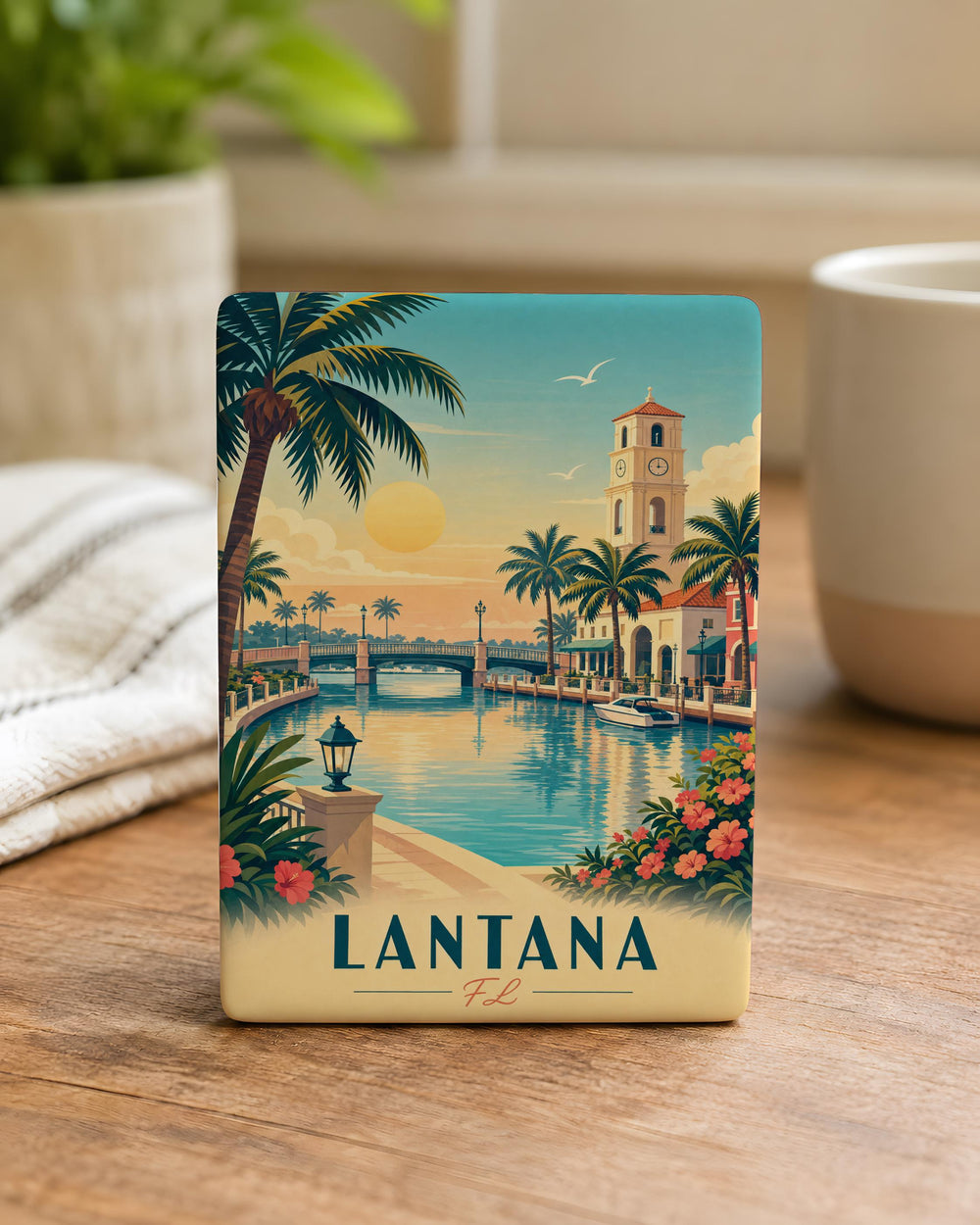 Lantana Florida Fridge Magnet, Lantana FL Souvenir Magnet, Palm Beach County Travel Gift, Beach Town Keepsake Magnet