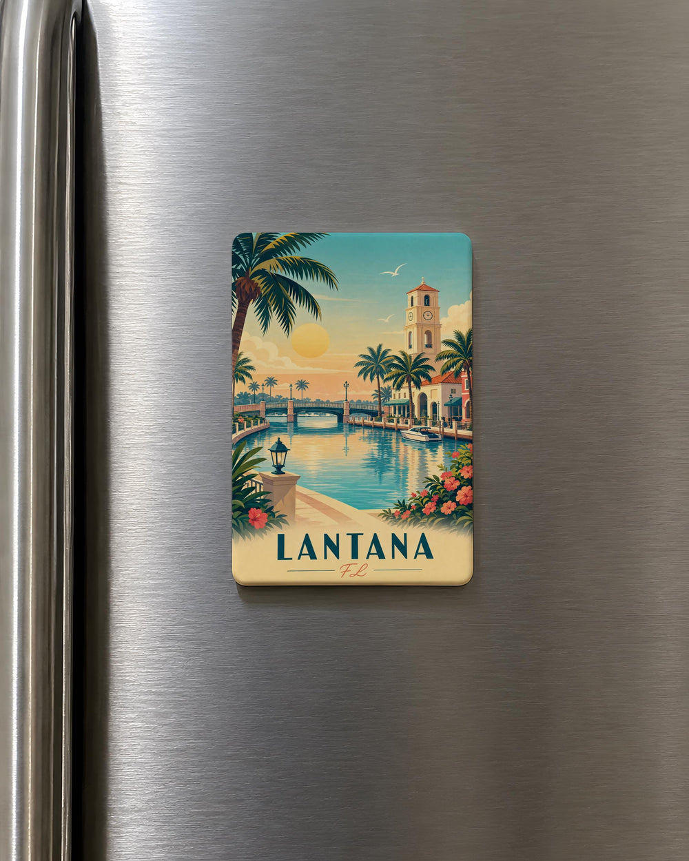 Lantana Florida Fridge Magnet, Lantana FL Souvenir Magnet, Palm Beach County Travel Gift, Beach Town Keepsake Magnet