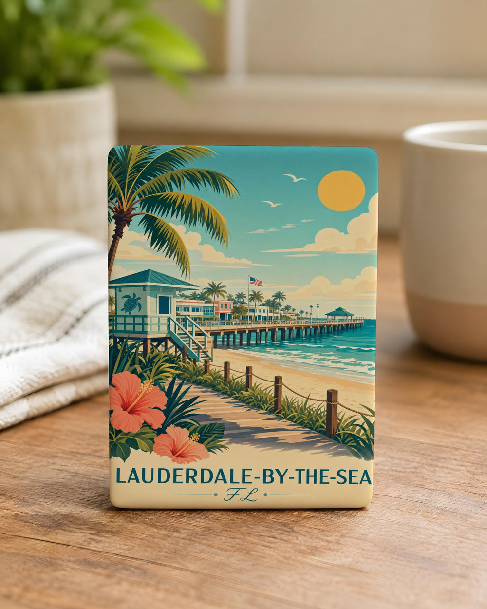 Lauderdale-by-the-Sea Florida Fridge Magnet, Beach Town Souvenir Magnet, Coastal Vacation Travel Keepsake Gift