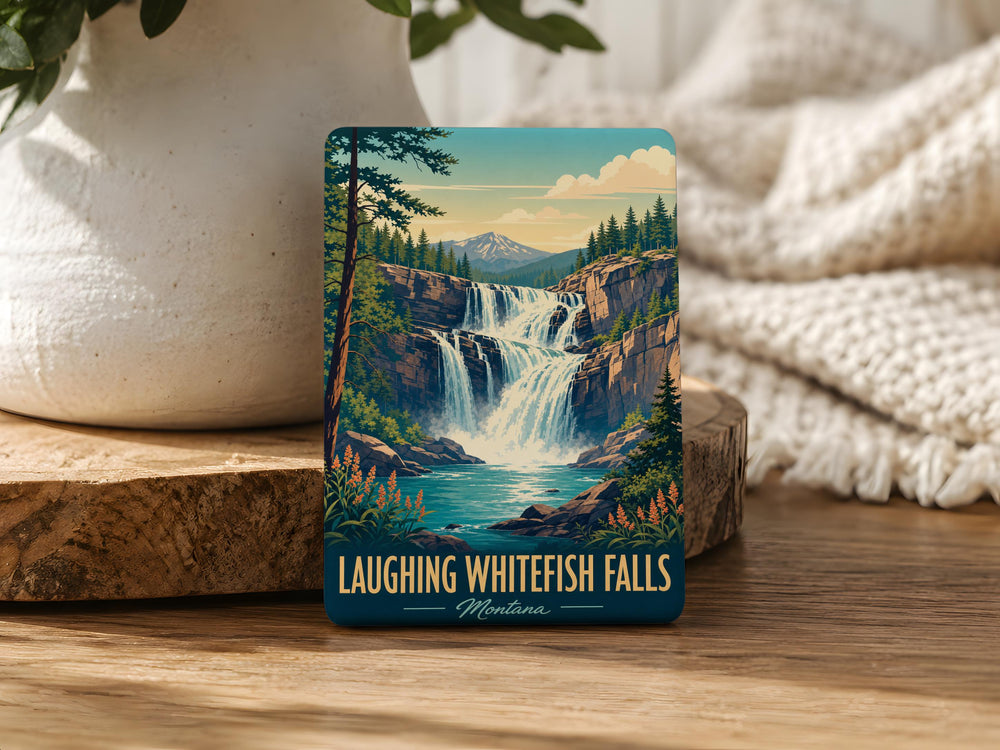 Laughing Whitefish Falls Fridge Magnet, Michigan Waterfall Souvenir Magnet, Upper Peninsula Nature Landmark Magnet