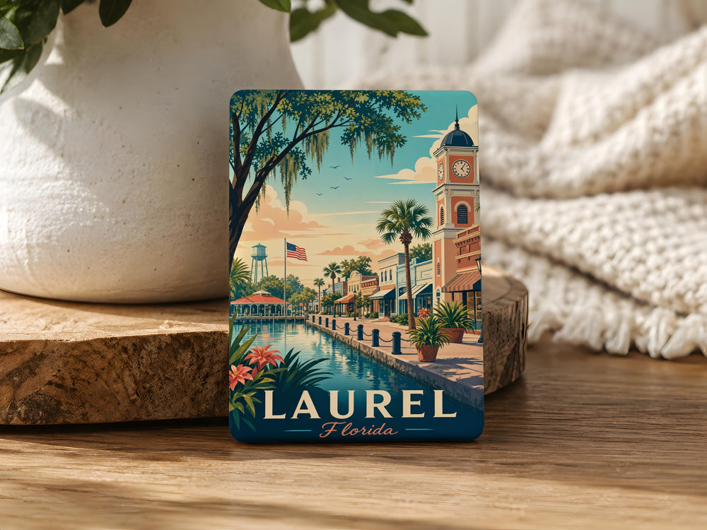 Laurel Florida Fridge Magnet, Laurel FL Souvenir Magnet, Florida Travel Gift, City Landmark Keepsake Magnet