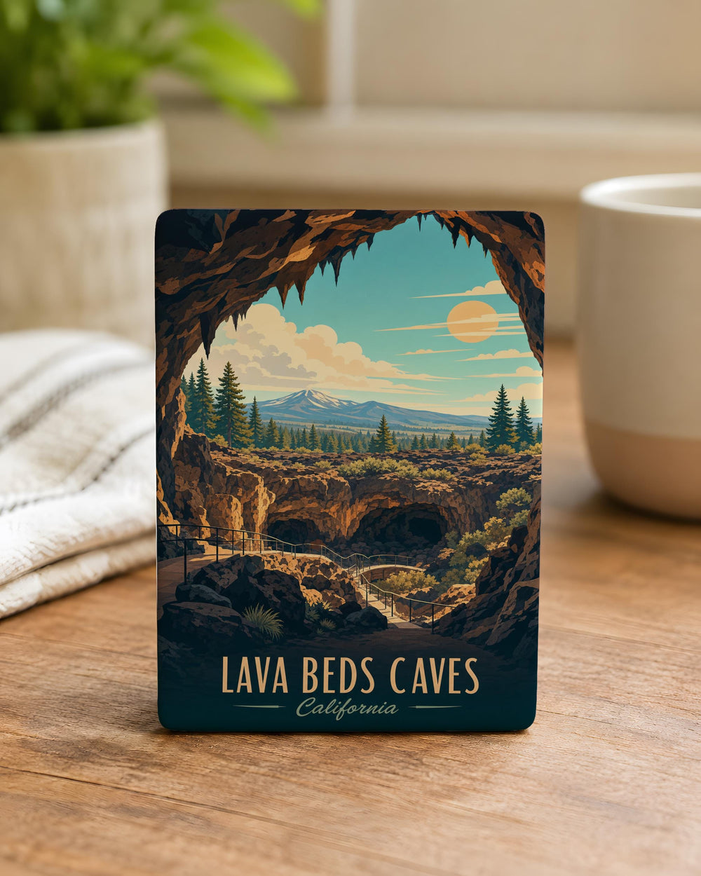 Lava Beds Caves Fridge Magnet, Lava Tubes Cave System Souvenir Magnet, California National Monument Travel Gift