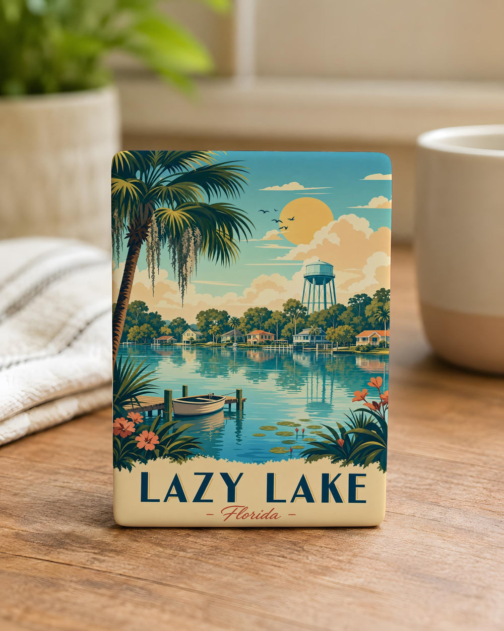 Lazy Lake FL Fridge Magnet, Florida Lake Souvenir Magnet, Lazy Lake Town Travel Keepsake, South Florida Gift Magnet