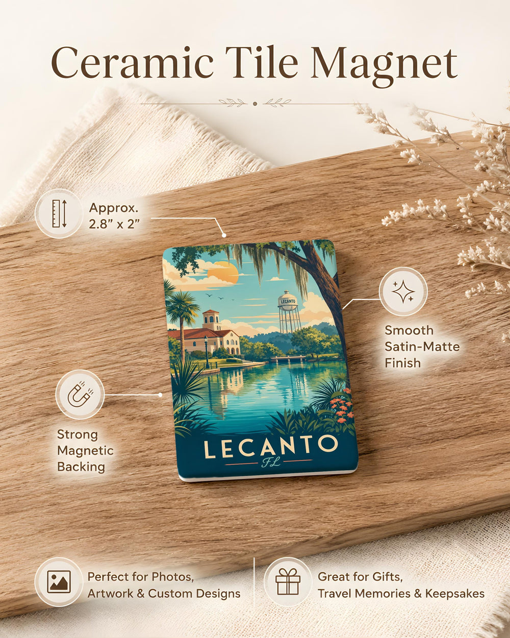 Lecanto Florida Fridge Magnet, Lecanto FL Souvenir Magnet, Citrus County Travel Gift, Florida Vacation Keepsake Magnet