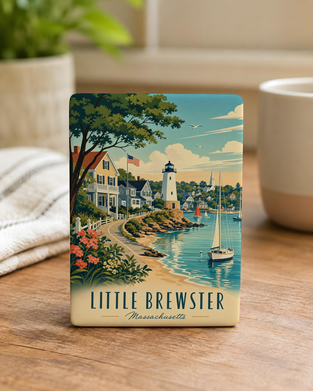 Little Brewster Fridge Magnet, Cute Coffee Mug & Brew Theme Kitchen Decor, Coffee Lover Gift, Cafe Inspired Magnet