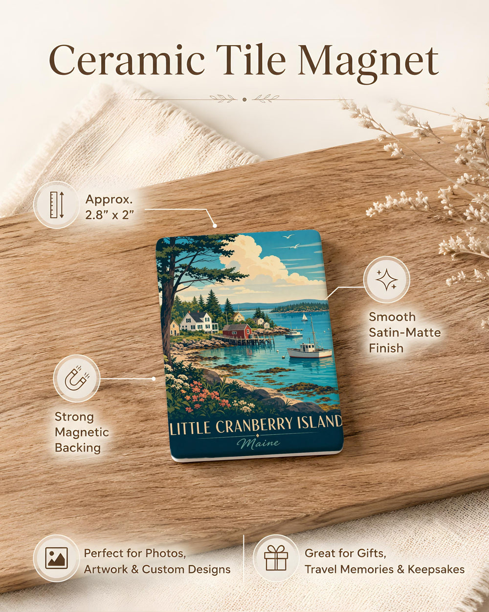 Little Cranberry Island Fridge Magnet, Maine Coastal Island Souvenir Magnet, Acadia Area Travel Keepsake, Island Landmark Magnet
