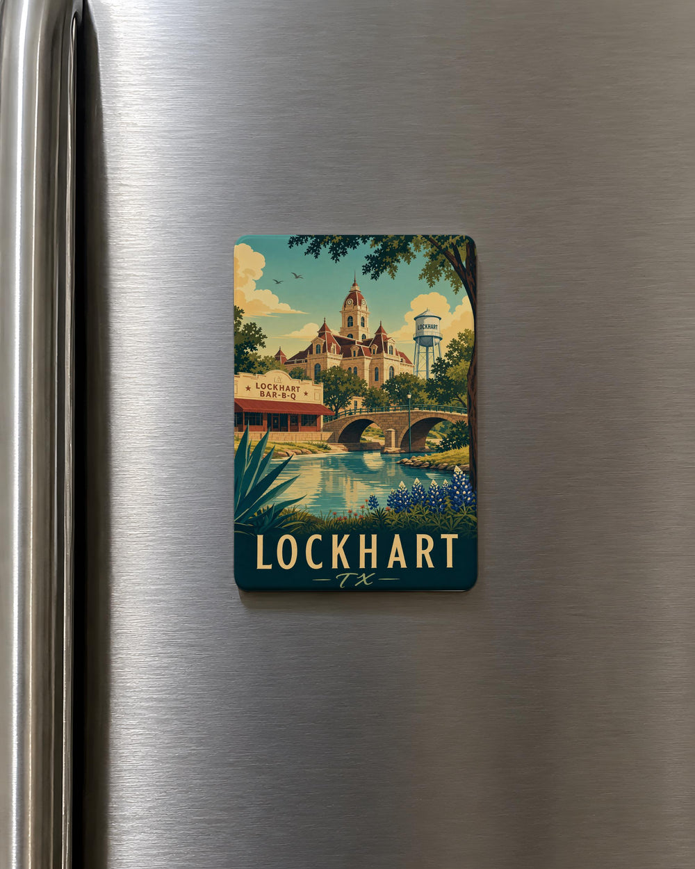 Lockhart TX Fridge Magnet, Lockhart Texas Souvenir Magnet, Texas Travel Gift, Lockhart City Magnet, Texas Keepsake Magnet