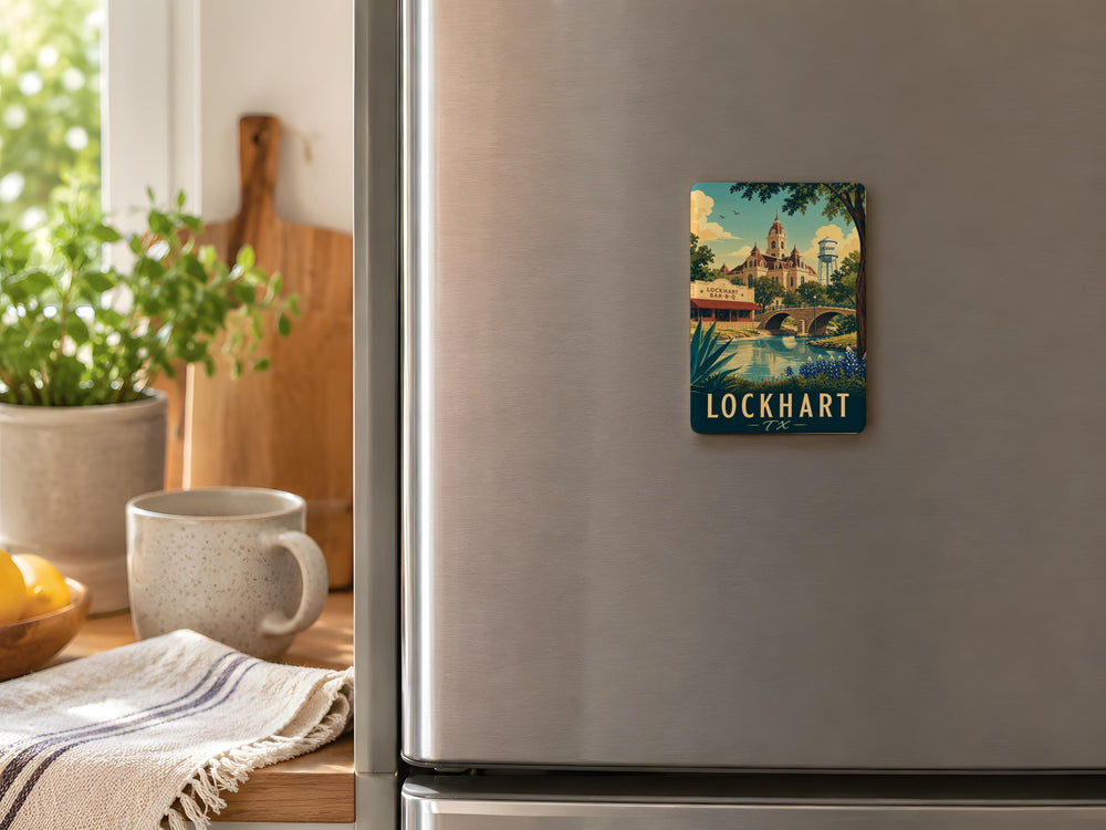 Lockhart TX Fridge Magnet, Lockhart Texas Souvenir Magnet, Texas Travel Gift, Lockhart City Magnet, Texas Keepsake Magnet