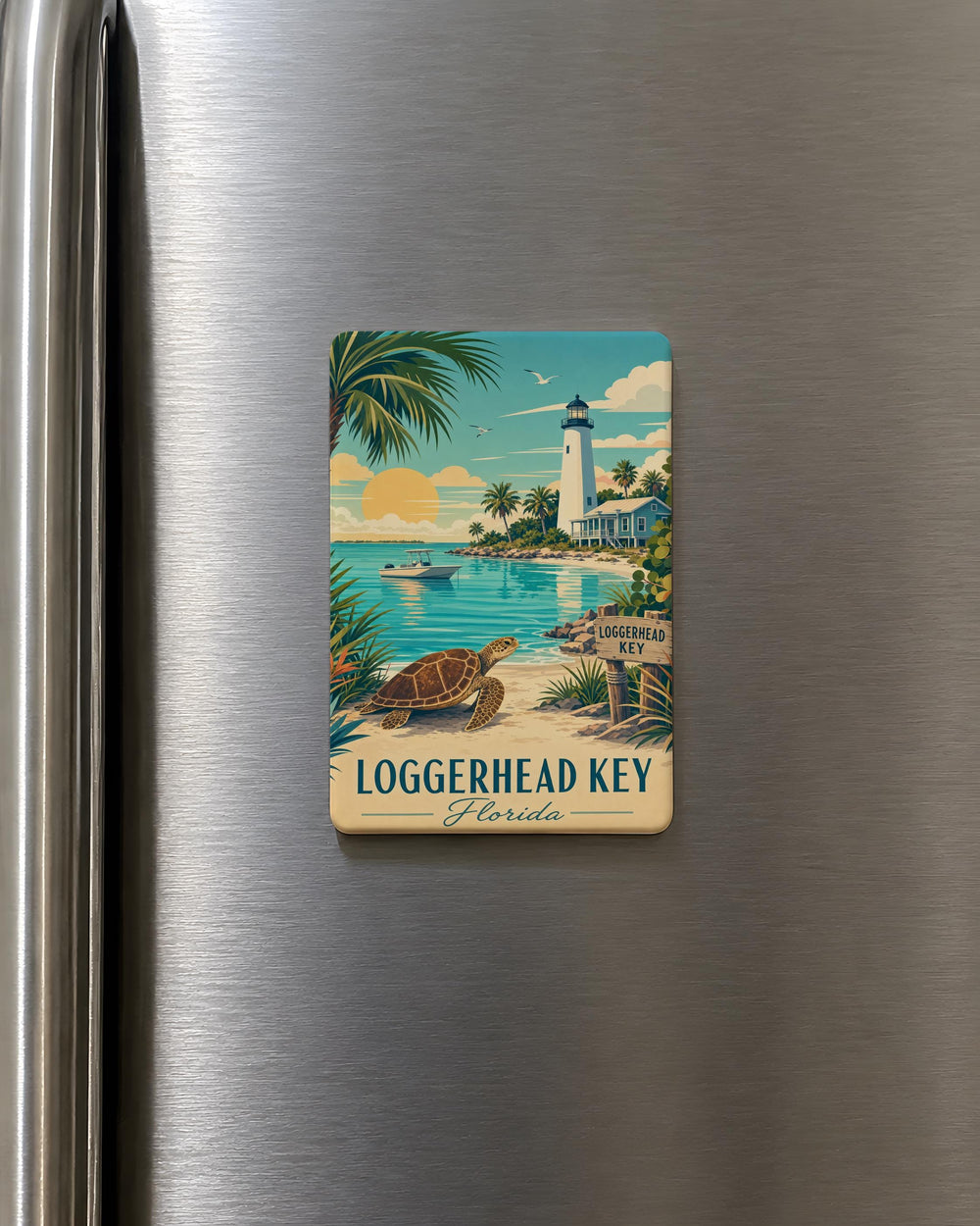 Loggerhead Key Florida Fridge Magnet, Loggerhead Sea Turtle Souvenir, Florida Keys Beach Travel Gift
