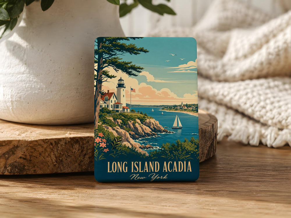 Long Island Acadia Fridge Magnet, Coastal Island Landmark Souvenir Magnet, Maine Travel Gift, Vacation Keepsake Magnet