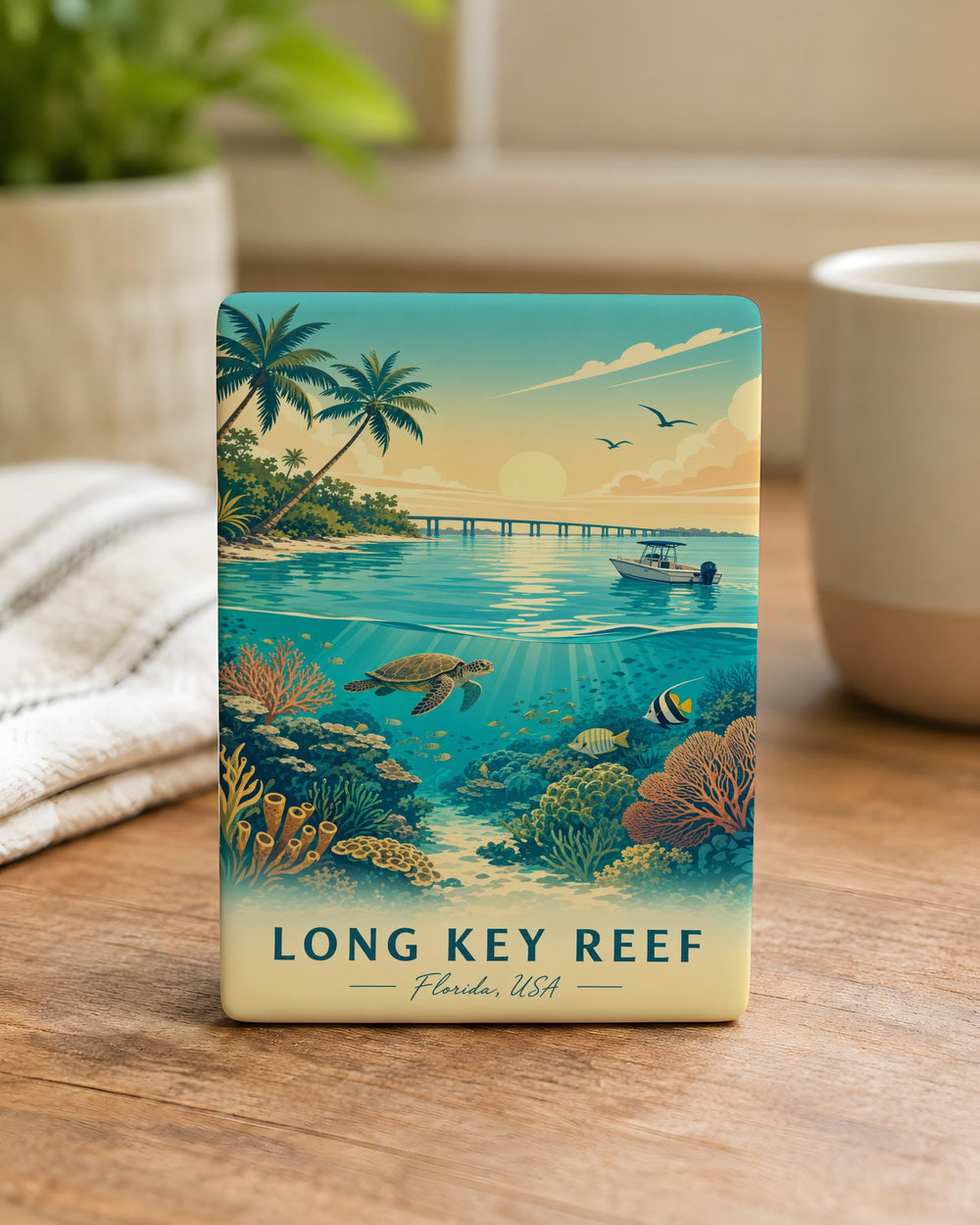 Long Key Reef Fridge Magnet, Florida Keys Coral Reef Souvenir, Ocean Marine Life Coastal Travel Keepsake Magnet