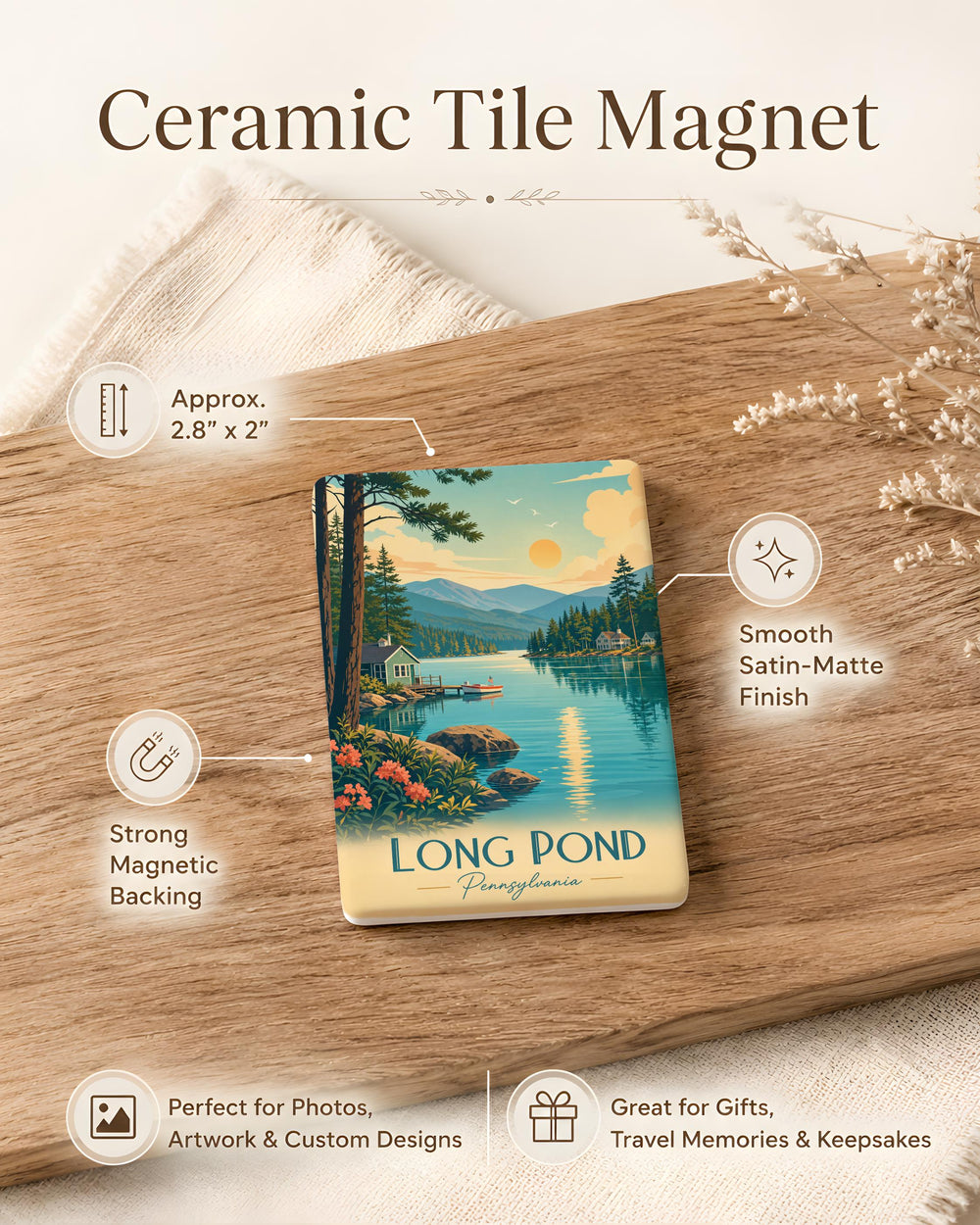 Long Pond Fridge Magnet, Long Pond Lake Souvenir Magnet, Long Pond Nature Scenic Travel Keepsake Magnet